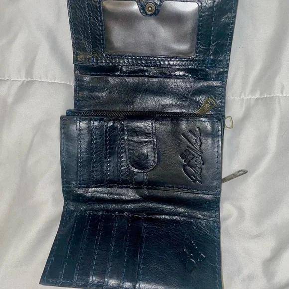 Patricia Nash Black Leather Satchel with Floral Embroidery and Matching Wallet - Picture 12 of 14